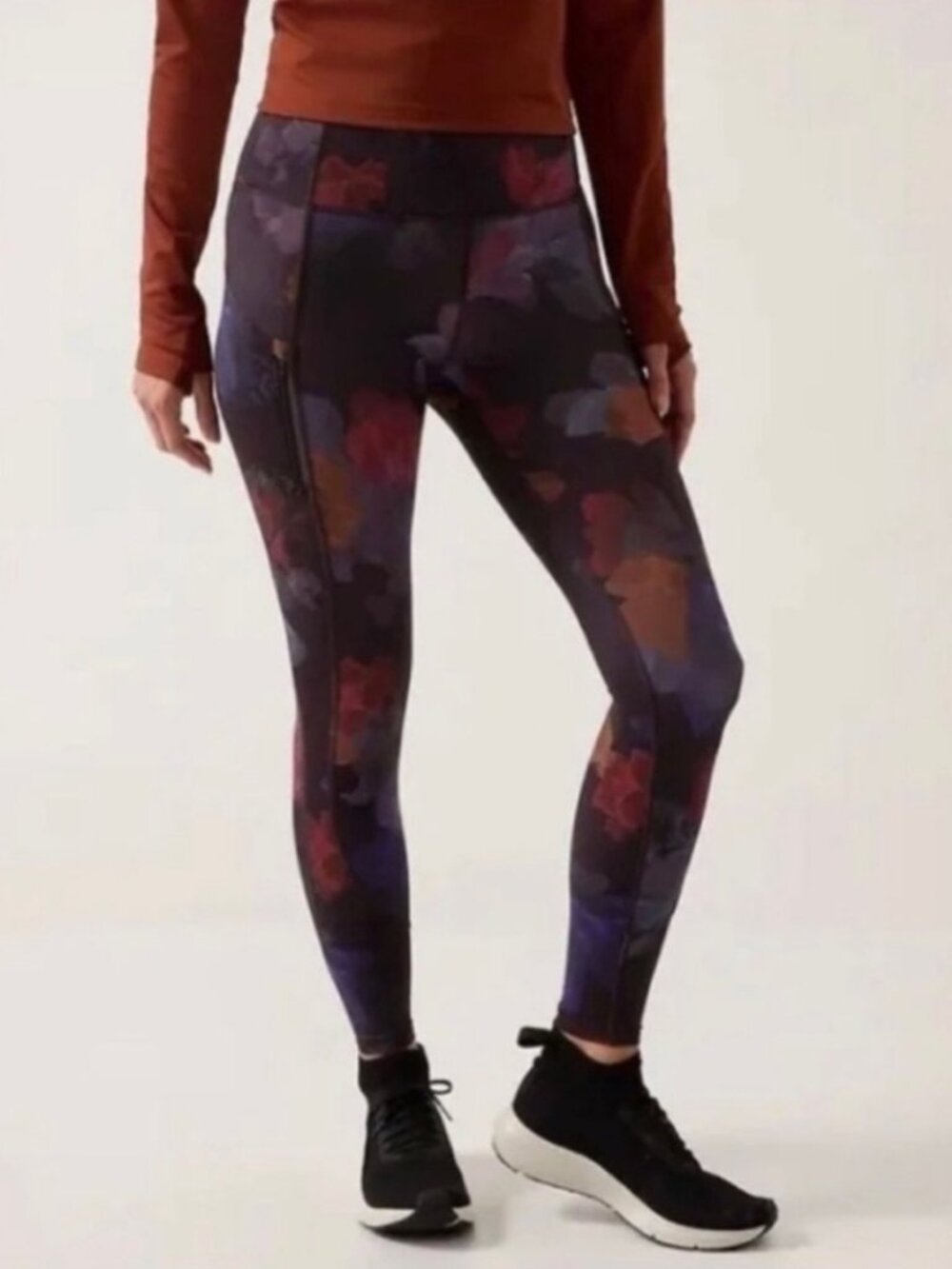 ATHLETA Women's EUC Rainier Printed Tight‎ "Night Bloom Black" | Size 2X